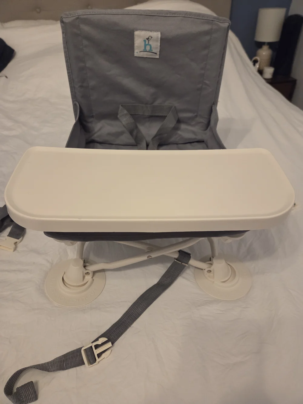 Baby Portable Travel Booster Seat - Gray with Cream Tray